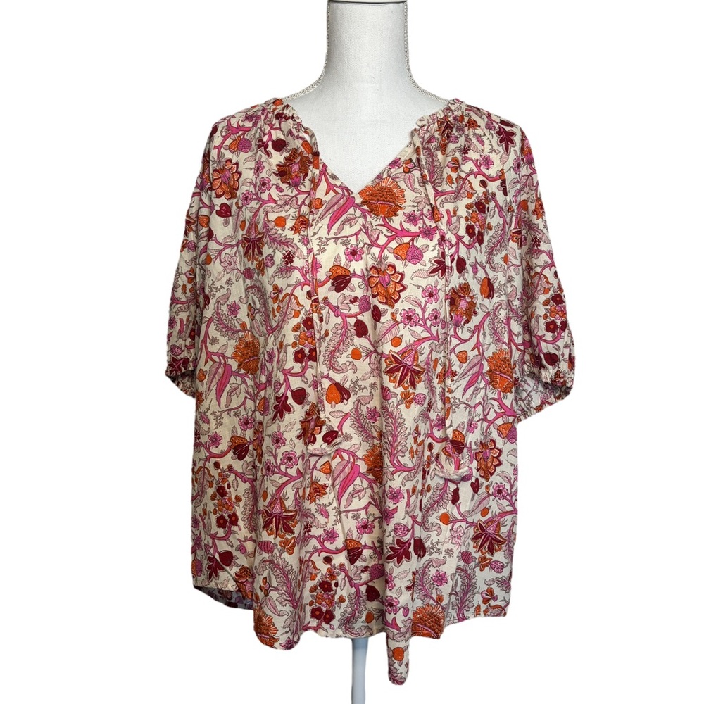 Knox Rose Pink, Orange, and Red Blouse